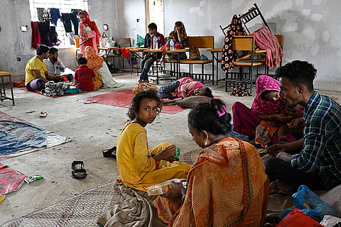 Bangladesh Floods: Displaced people at a relief shelter in Mohipal